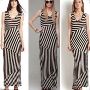 Aryn K. Sleeveless Black Maxi Striped Dress M Medium